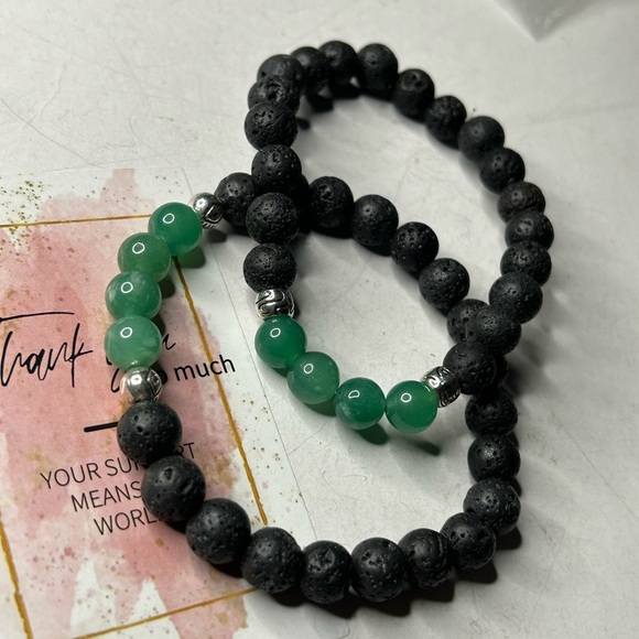 Lava Stone & Green Aventurine Bracelets - Picture 2 of 3